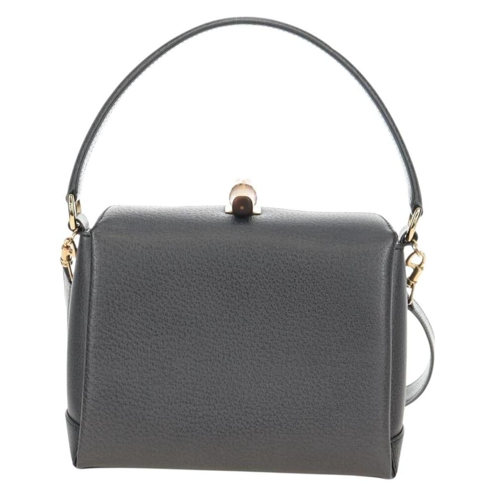 Gucci Bamboo Leather Handbag 000 Gray